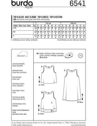 Patron de haut et robe - Burda 6541
