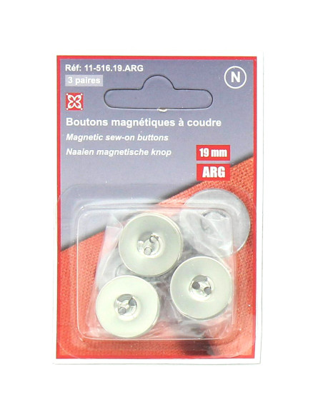 Set de 3 boutons magnétiques à coudre - Argent