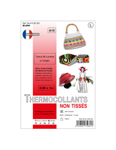 Entoilage non tissé thermocollant 0,9 x 1,0 m - Tissus mi-lourds et hobby - Noir