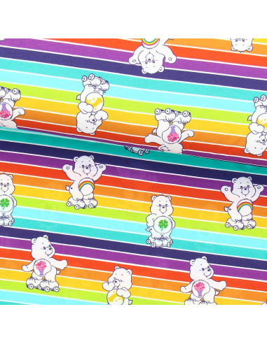 Tissu jersey Bisounours - Arc-en-ciel