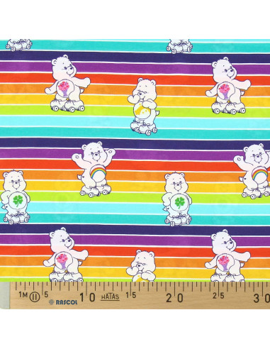 Tissu jersey Bisounours - Arc-en-ciel