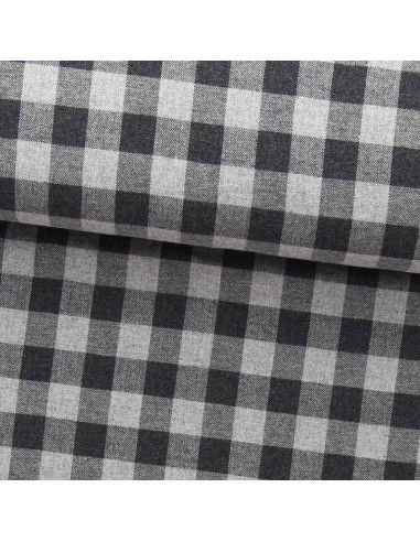 Tissu flanelle grands carreaux - Gris