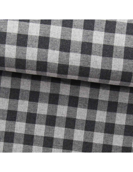 Tissu flanelle grands carreaux - Gris