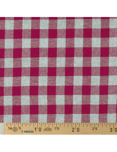 Tissu flanelle grands carreaux - Rouge et gris