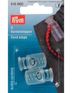 Arrêts cordons plastique avec 1 trou - Transparent