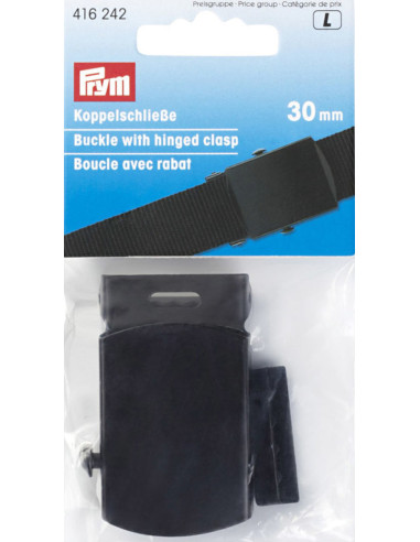Boucle de ceinture avec rabat noir 30 mm