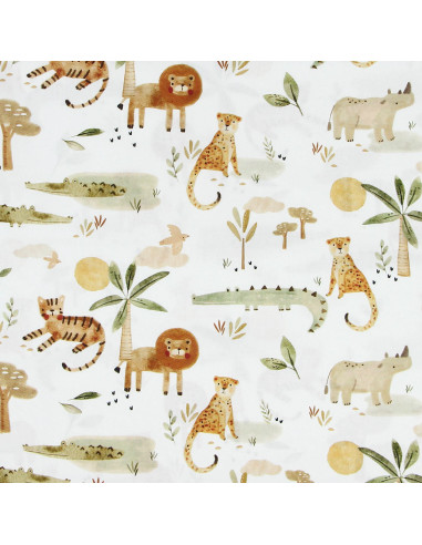 Tissu popeline de coton - Sarafou blanc et camel