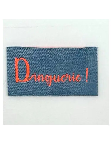 Lot de 5 étiquettes tissées à coudre Dinguerie