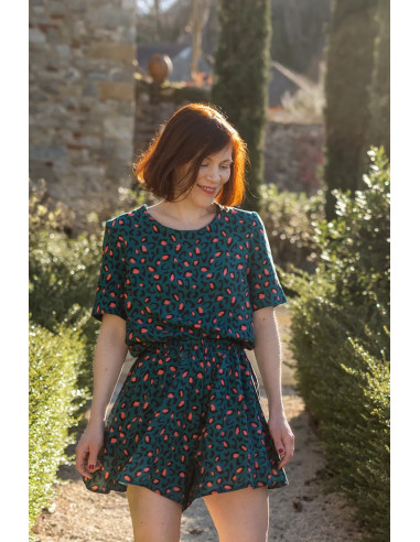 Tissu viscose Bagheera Vert Dark Lagune - Églantine & Zoé
