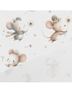 Tissu coton premium - Souris et pissenlits 2
