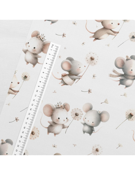 Tissu coton premium - Souris et pissenlits
