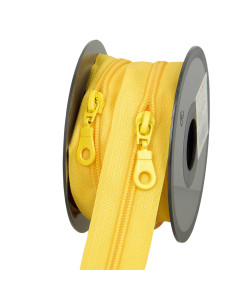 Rouleau de 5 mètres de fermeture nylon 5 mm avec tirettes - Jaune