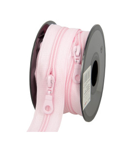 Rouleau de 5 mètres de fermeture nylon 5 mm avec tirettes - Rose