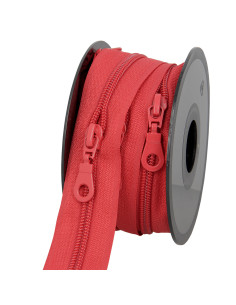 Rouleau de 5 mètres de fermeture nylon 5 mm avec tirettes - Rouge