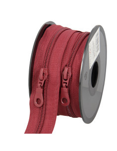 Rouleau de 5 mètres de fermeture nylon 5 mm avec tirettes - Rouge foncé