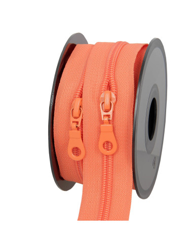 Rouleau de 5 mètres de fermeture nylon 5 mm avec tirettes - Orange