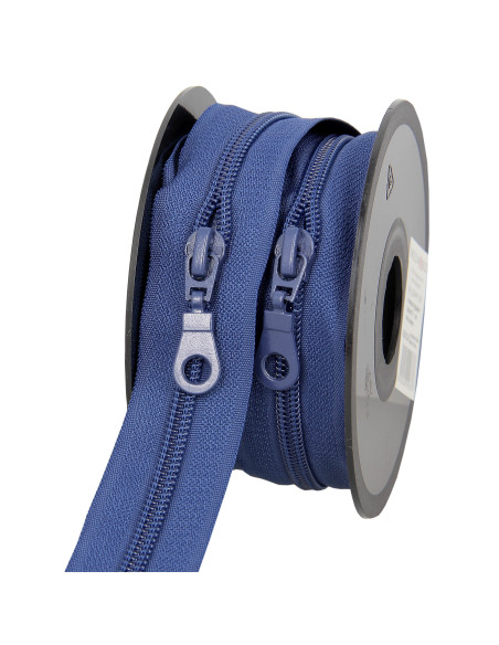 Rouleau de 5 mètres de fermeture nylon 5 mm avec tirettes - Bleu