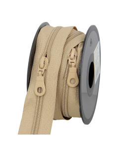 Rouleau de 5 mètres de fermeture nylon 5 mm avec tirettes - Beige
