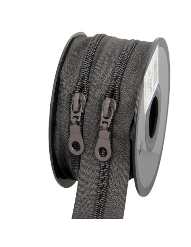 Rouleau de 5 mètres de fermeture nylon 5 mm avec tirettes - Terre