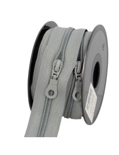 Rouleau de 5 mètres de fermeture nylon 5 mm avec tirettes - Gris