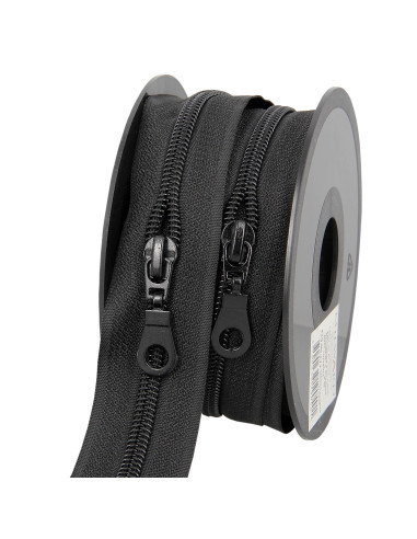 Rouleau de 5 mètres de fermeture nylon 5 mm avec tirettes - Noir