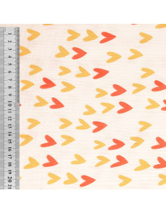 Tissu double gaze de coton - Cœur 2