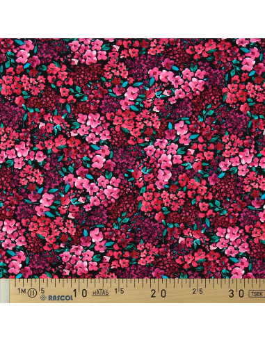 Tissu popeline de coton - Louise - Fond noir