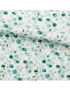 Tissu viscose - Eucalyptus Fond Blanc