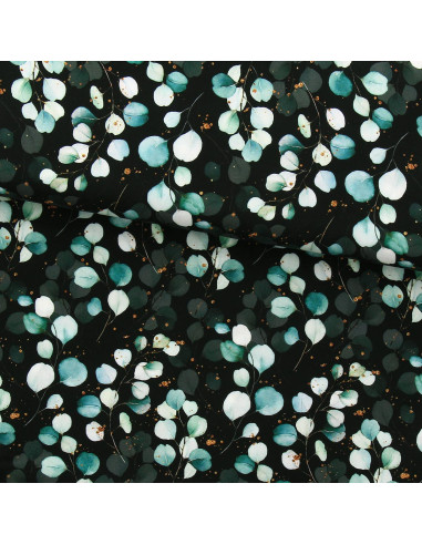 Tissu viscose - Eucalyptus Fond noir