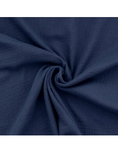 Tissu double gaze de coton - Indigo
