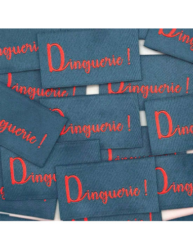 Lot de 5 étiquettes tissées à coudre Dinguerie