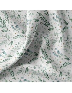 Tissu popeline de coton - Ito blanc et vert