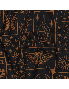 Tissu popeline de coton - Mystic fond noir