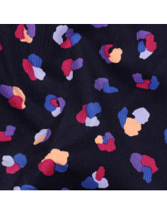Tissu velours milleraies fantaisie - Thaïs fond bleu marine