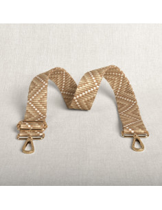 Sangle de sac zig zag avec mousquetons - Beige