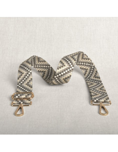 Sangle de sac zig zag avec mousquetons - Gris