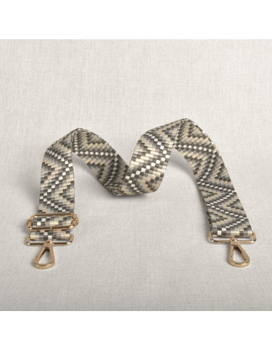 Sangle de sac zig zag avec mousquetons - Gris
