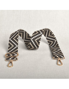Sangle de sac zig zag avec mousquetons - Noir