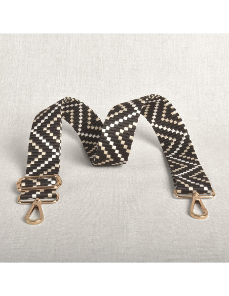 Sangle de sac zig zag avec mousquetons - Noir