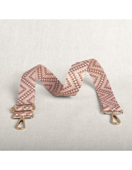 Sangle de sac zig zag avec mousquetons - Rose