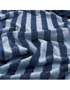Tissu micro éponge de bambou rayée - Baltique et indigo
