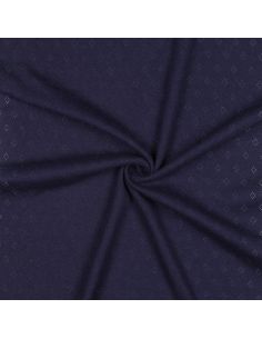 Tissu jersey maille pointelle - Bleu marine 2