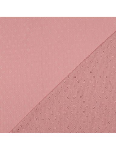 Tissu jersey maille pointelle - Rose