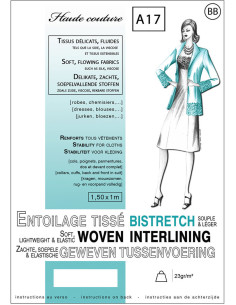 Entoilage tissé bistretch thermocollant blanc 1,0 x 1,5 m - Tissus délicats