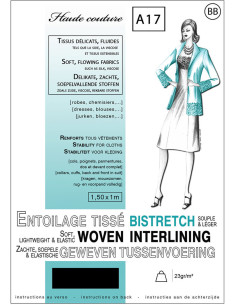 Entoilage tissé bistretch thermocollant noir 1,0 x 1,5 m - Tissus délicats