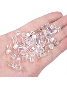 Sachet de 10 perles carrés cristal 6 mm