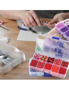 Coffret 80 grs perles de rocaille et sequins - Ivoire 2
