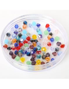 Sachet de 100 perles facette cristal 4 mm - Multicolore 2