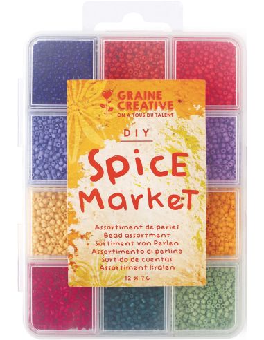 Coffret de 12 coloris de perles de rocailles 2 mm - Spice Market