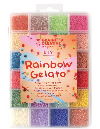 Coffret de 24 coloris de perles de rocailles 2 mm - Rainbow Gelato